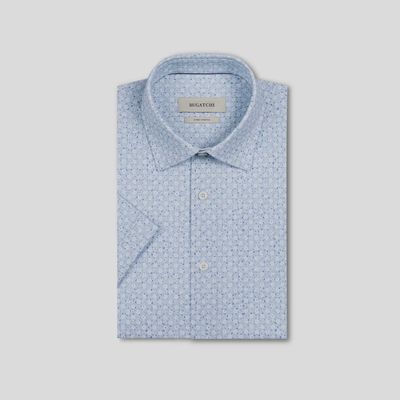 Bugatchi Miles Seafoam Floral Short-Sleeve Shirt