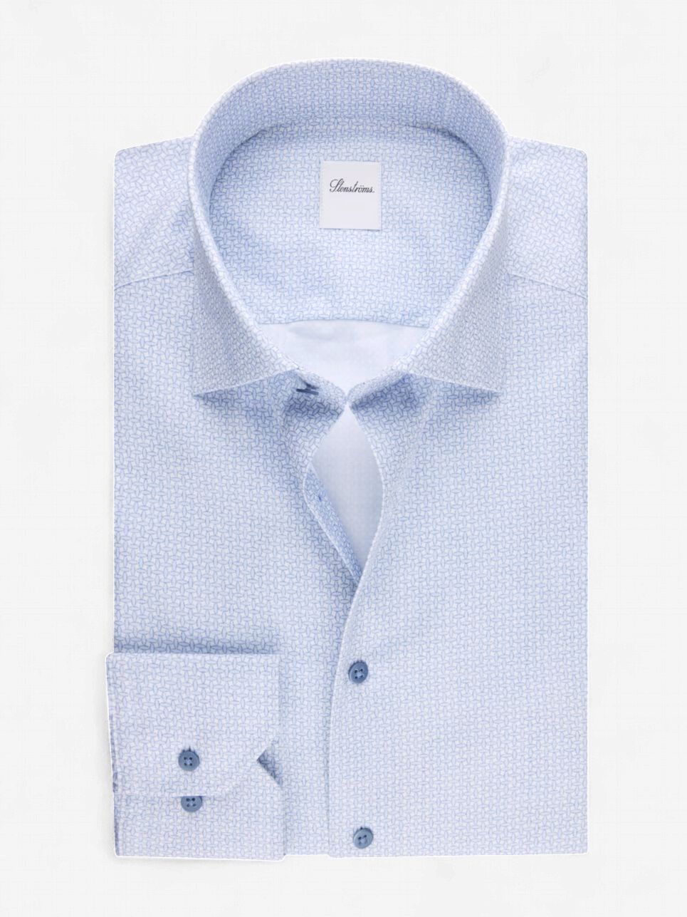 Stenstroms Light blue Patterned Twill Shirt 6127519122111