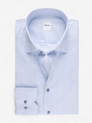 Stenstroms Light blue Patterned Twill Shirt 6127519122111