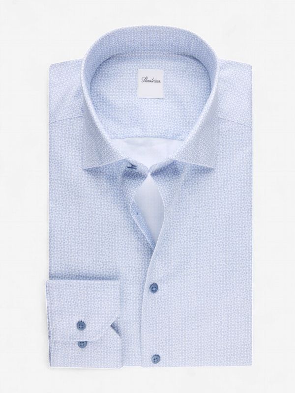 Stenstroms Light blue Patterned Twill Shirt 6127519122111
