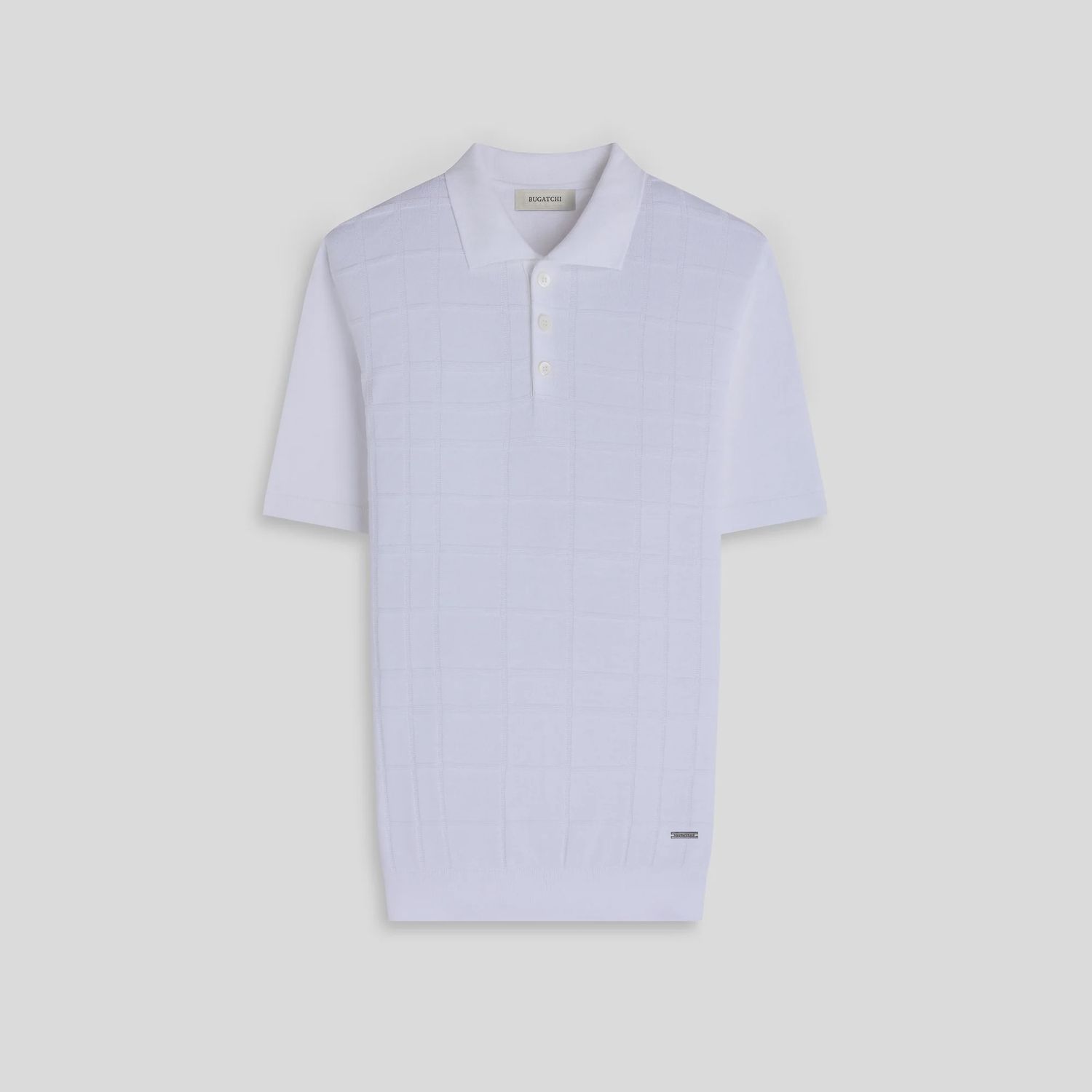 Bugatchi Textured Grid Short-Sleeve Polo Sweater JH261P01, Color: White, Size: M