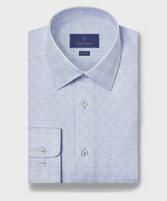 David Donahue Sky Dobby Check Dress Shirt TBSP12810454