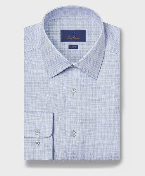 David Donahue Sky Dobby Check Dress Shirt TBSP12810454