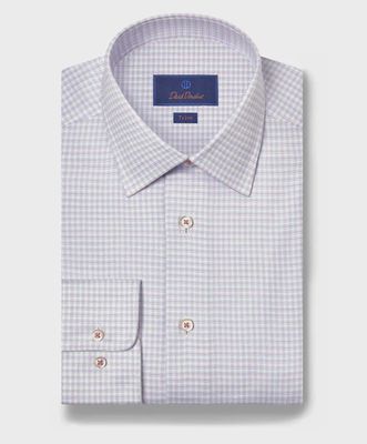 David Donahue White &amp; Berry Twill Check Stretch Dress Shirt TBSP12816144