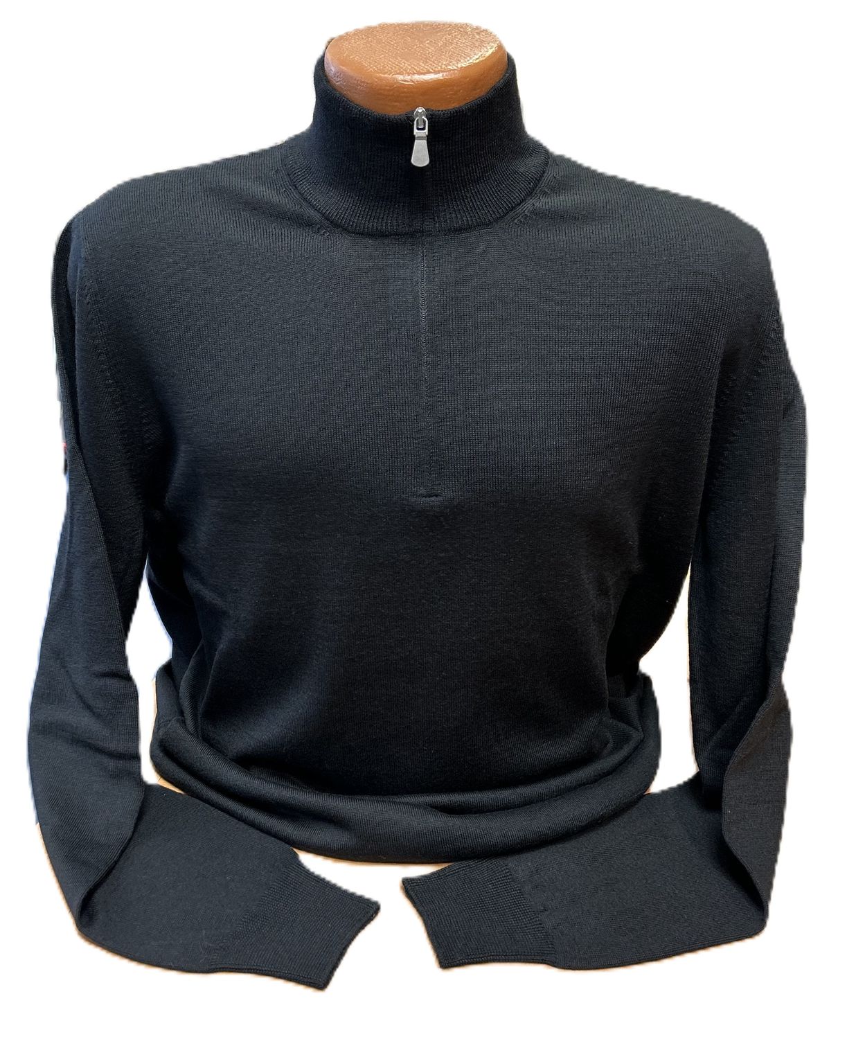 Gran Sasso Wool Mock 1/4 Zip 55126/14290, Color: 099 Black, Size: 50