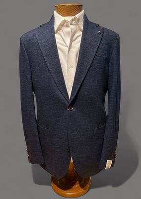Jack Victor Dark Blue Houndstooth Knit Sport Coat C14064