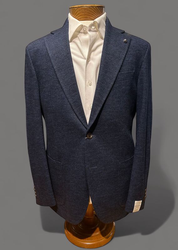 Jack Victor Dark Blue Houndstooth Knit Sport Coat C14064