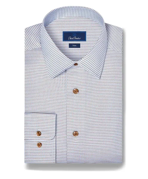 David Donahue Sky &amp; Chocolate Textured Twill Dress Shirt TBSP13001421