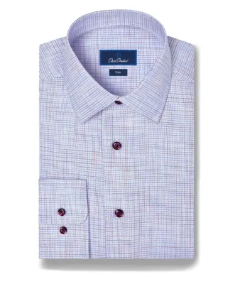 David Donahue Blue &amp; Merlot Multi Check Dress Shirt TBSP13805457