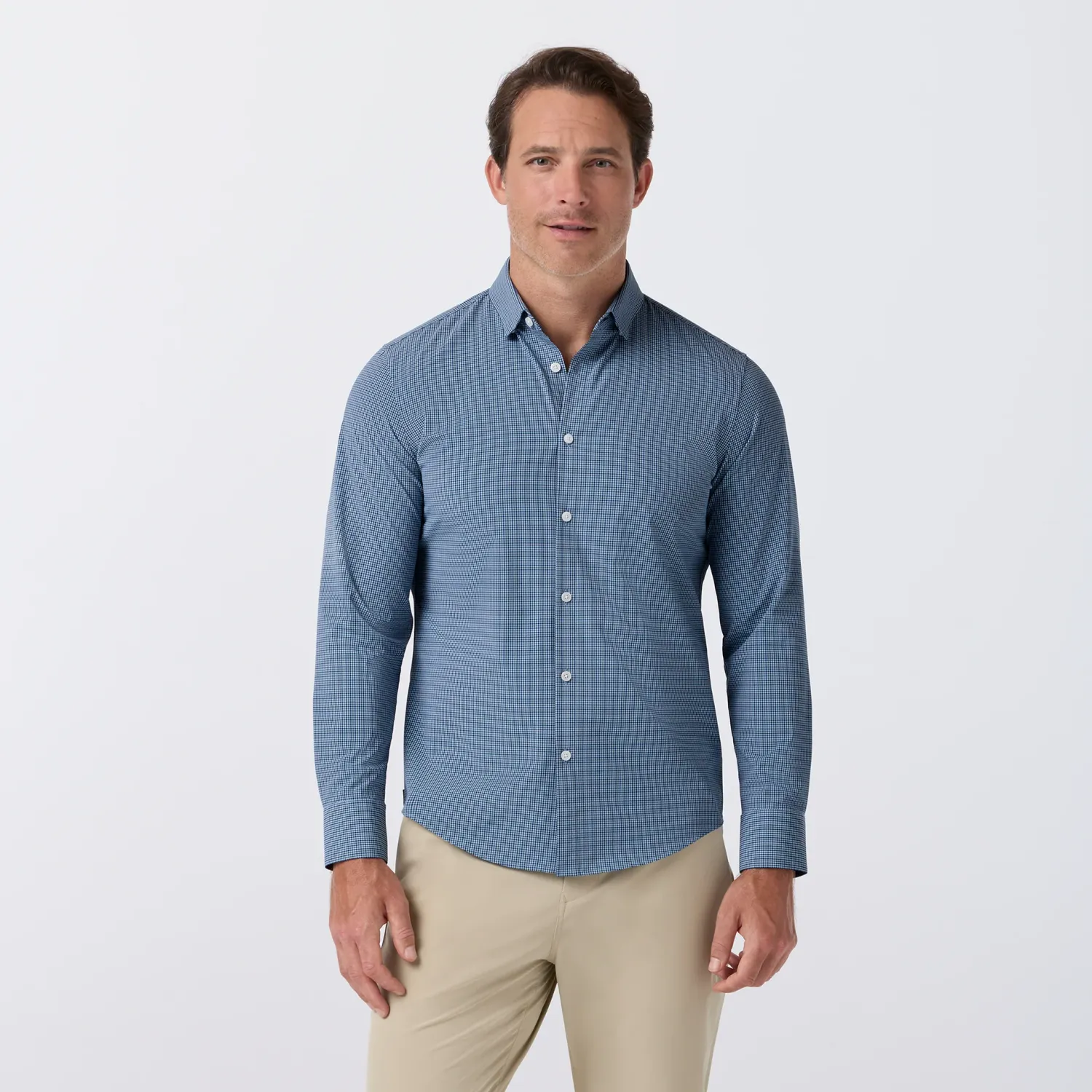 Mizzen + Main Leeward Midnight Navy Simon Plaid No Tuck Dress Shirt TBU64-MIT