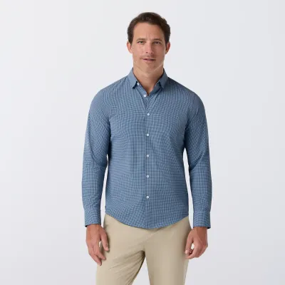 Mizzen + Main Leeward Midnight Navy Simon Plaid No Tuck Dress Shirt TBU64-MIT