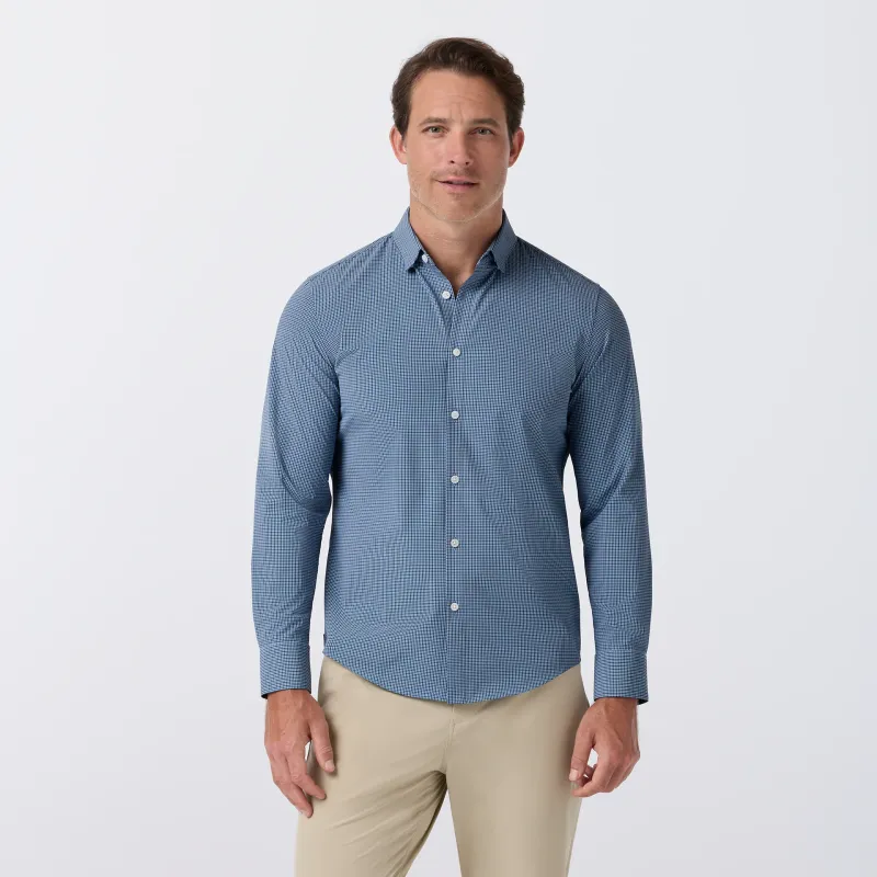 Mizzen + Main Leeward Midnight Navy Simon Plaid No Tuck Dress Shirt TBU64-MIT