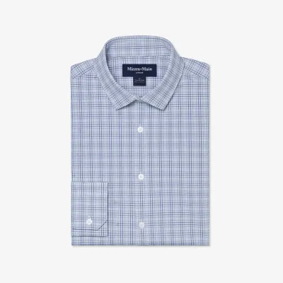 Mizzen + Main Leeward Perry Blue Liam Plaid No Tuck Dress Shirt TBU64-PER