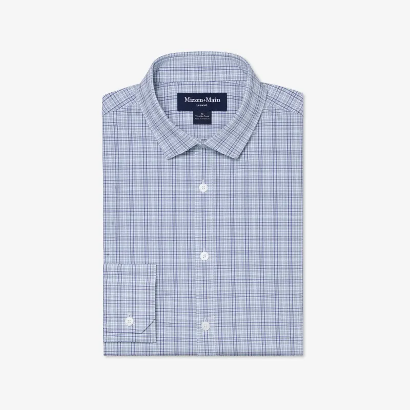 Mizzen + Main Leeward Perry Blue Liam Plaid No Tuck Dress Shirt TBU64-PER