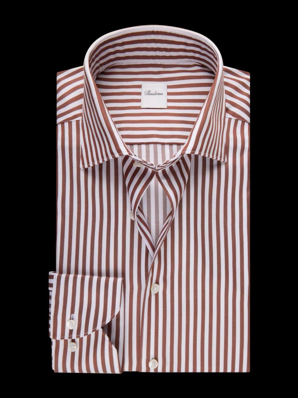 Stenstroms Dark orange Striped Twill Shirt 6027919235782