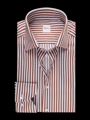 Stenstroms Dark orange Striped Twill Shirt 6027919235782