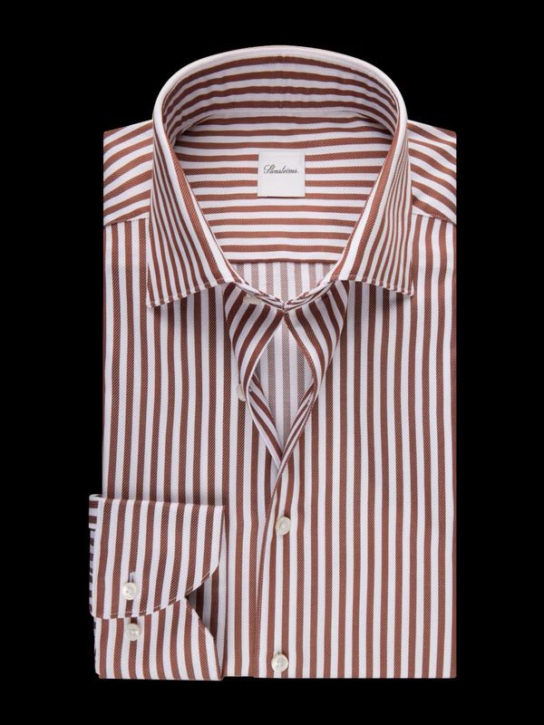 Stenstroms Dark orange Striped Twill Shirt 6027919235782