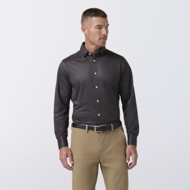 Haylard Espresso Tonal Woven Tile Dress Shirt TBU83-ETW
