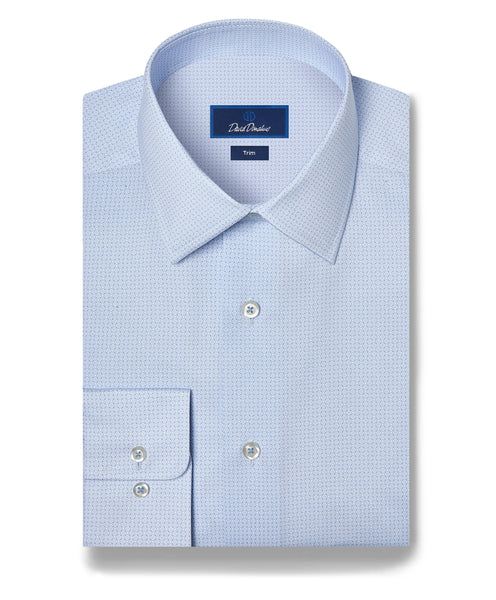 David Donahue Sky Micro Geometric Print Dress Shirt TBSP13203454