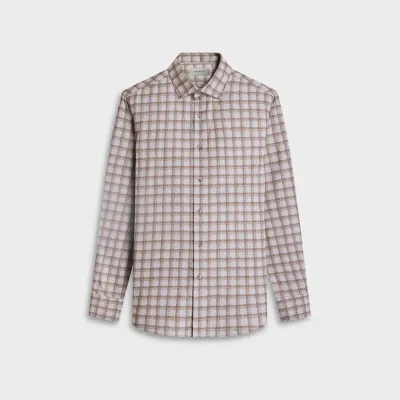 Bugatchi Axel Grey Windowpane Shirt KS3155L40S