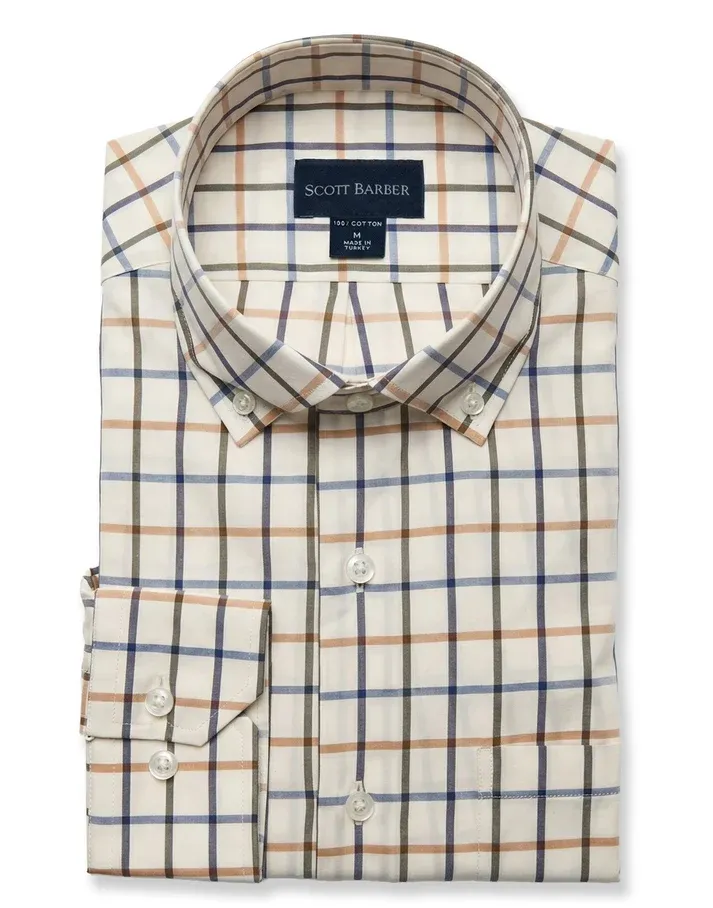 Scott Barber Superfine Poplin Cream Windowpane