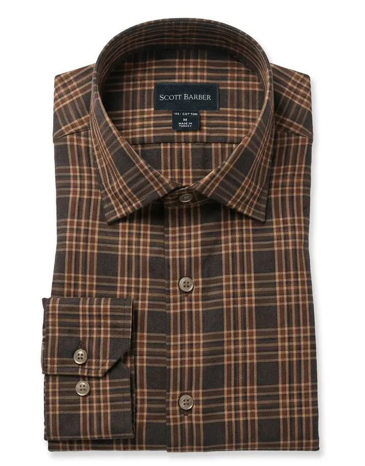 Scott Barber Chocolate Superfine Twill Plaid