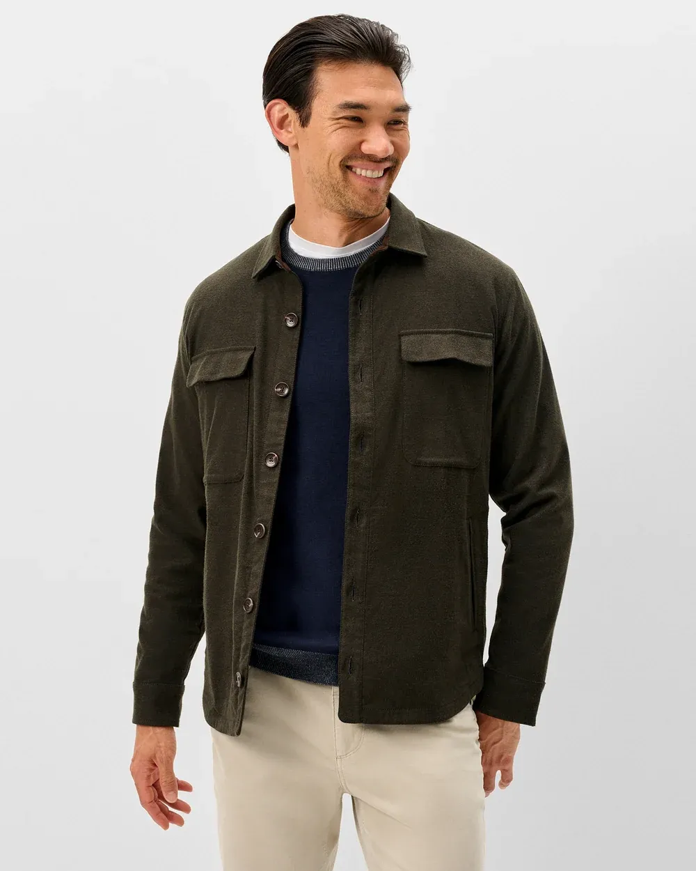 Johnnie-O Brushed Shammy Moss Shacket JMSJ100300