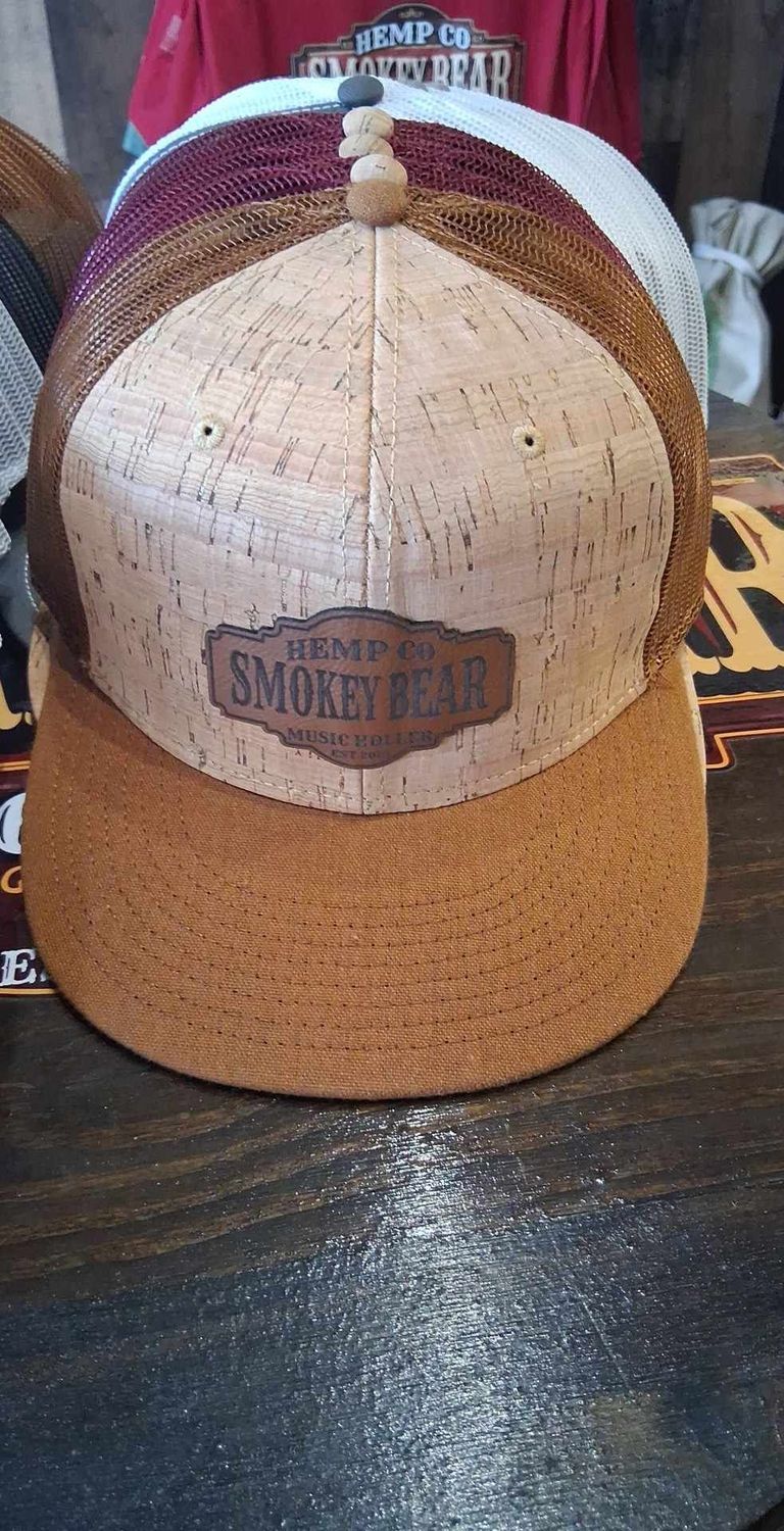 Smokey Bear Hemp Co Logo Cap Wood Grain Look
