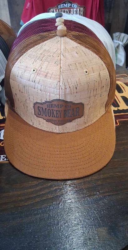 Smokey Bear Hemp Co Logo Cap Wood Grain Look