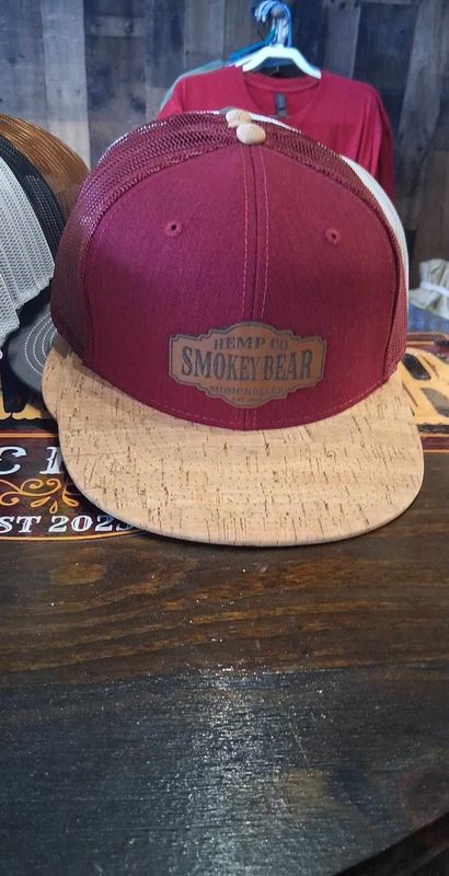 Smokey Bear Hemp Co. Burgundy & Wood Grain Cap