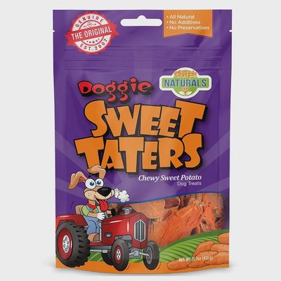 Chip&#39;s Naturals Doggie Sweet Taters all-natural sweet potato dog chews in package