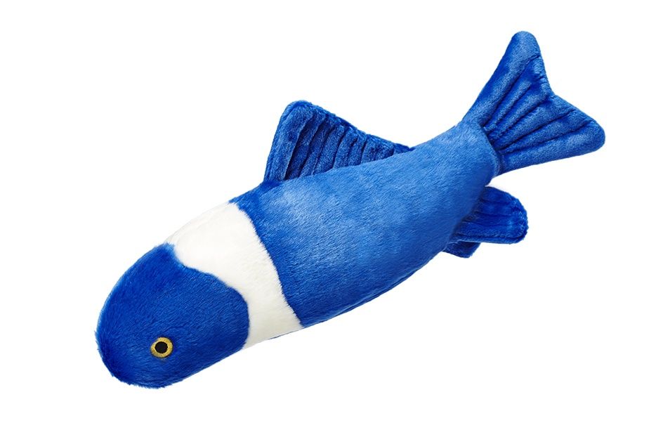 Fluff &amp; Tuff Gil Koi plush toy in bright blue and white colors
