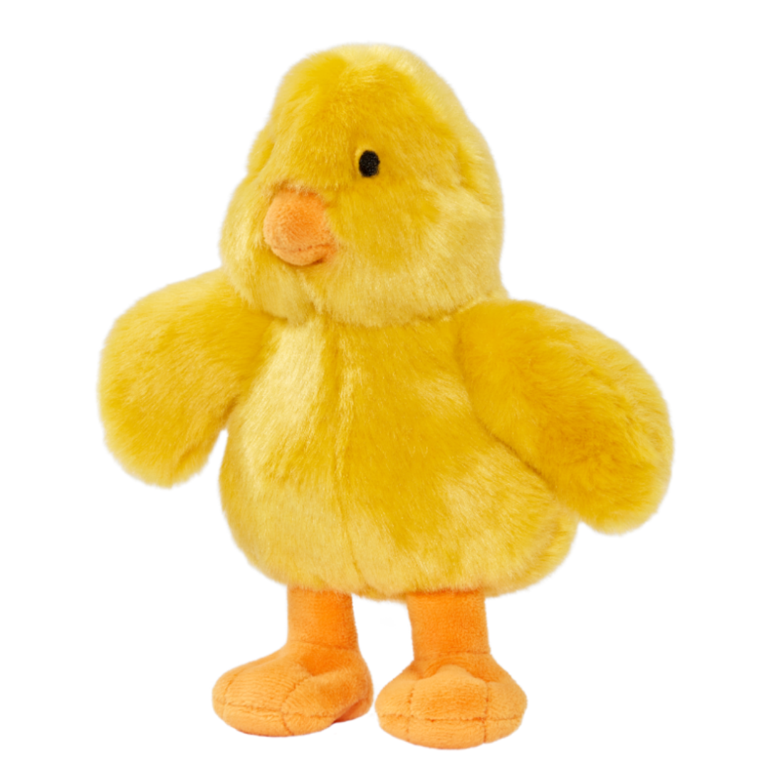 Fluff &amp; Tuff Howie Duck plush toy sporting a smart bright yellow suit with orange leggings