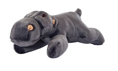 Fluff and Tuff Plush Helga Hippo dog toy posed for play