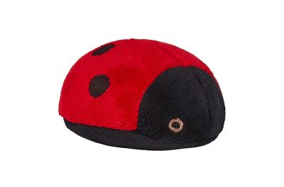 Fluff &amp; Tuff Lady Bug plush dog toy with red body and black spots