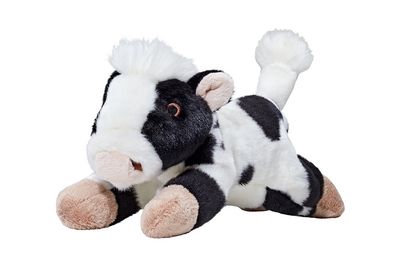 Fluff &amp; Tuff Marge Cow plush toy with spotted coat and feathery tail
