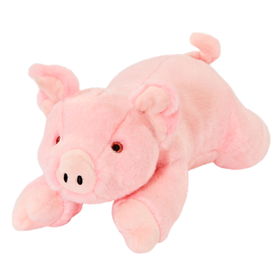 Fluff &amp; Tuff Petey Pig plush toy with soft pink body and curly tail