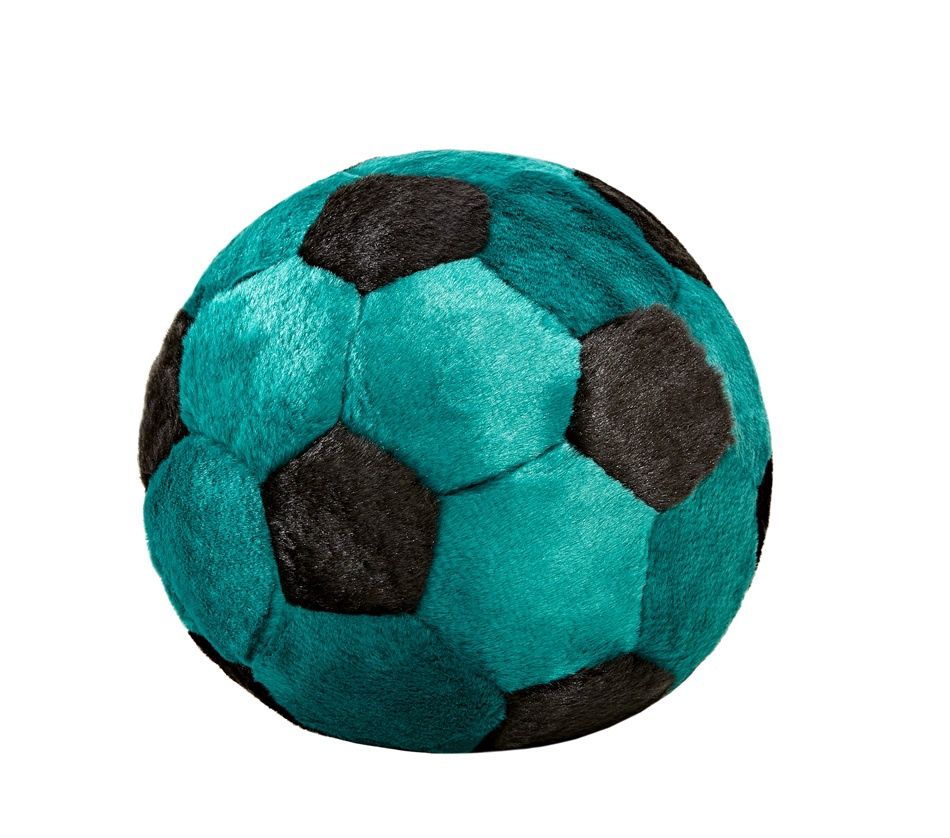 Fluff &amp; Tuff Soccer Ball plush toy with classic black-and-green panels