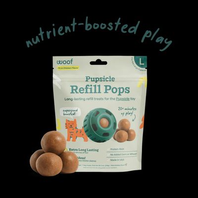 PUPSICLE POPS TREATS Pupsicle Pops dog treats – long-lasting, USA-made chews with clean ingredients for use in Pupsicle toys.