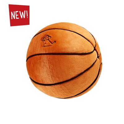 Fluff &amp; Tuff Basketball plush dog toy with embroidered logo