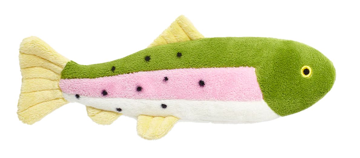Fluff &amp; Tuff Burt the Lake Trout plush toy in side view