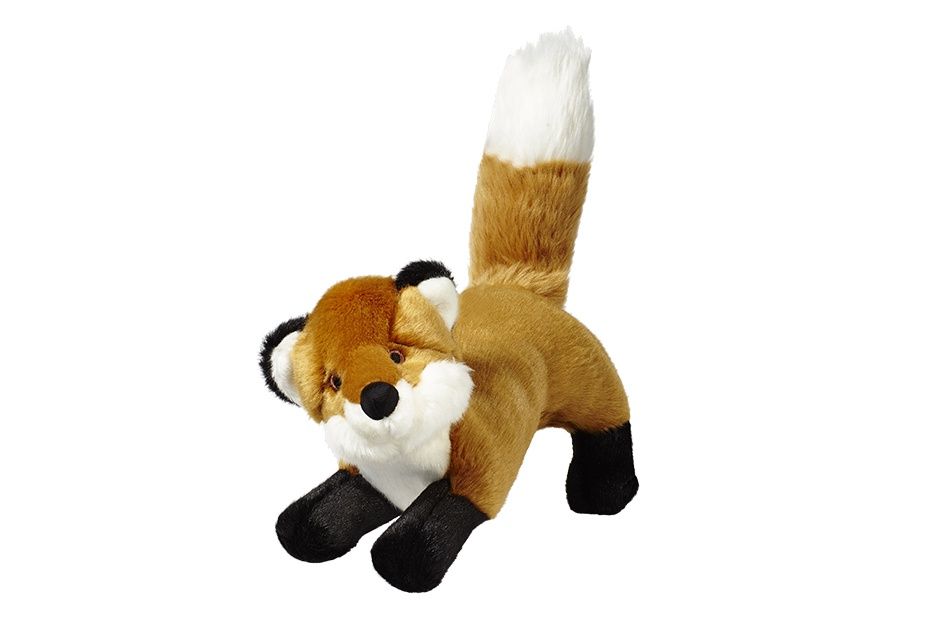 Plush fox dog toy posed upright in woodland stance