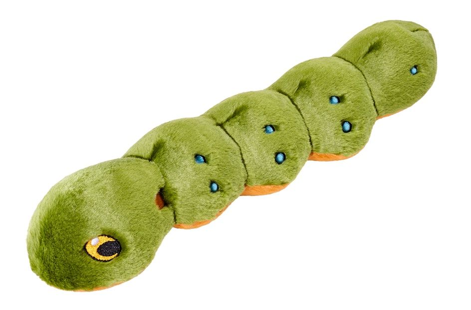 Fluff &amp; Tuff Katie Caterpillar plush dog toy with bright eye-spot design
