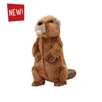 Fluff &amp; Tuff Troy Beaver plush toy with brown fur and wide tail