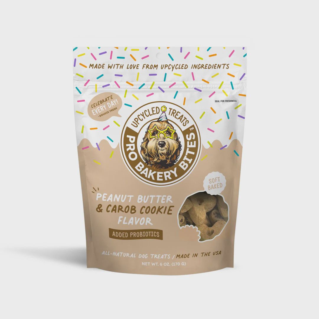 Pro Bakery Bites treat bag labeled Peanut Butter &amp; Carob flavor