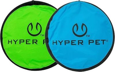 Hyper Pet Flippy Flopper dog toy – soft nylon flying disc, safe on teeth and floats on water.