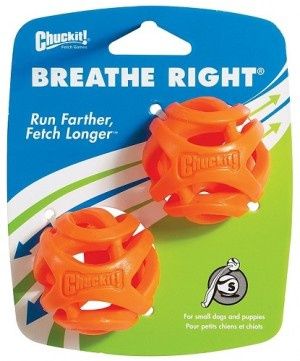 Mesh design of the Chuckit! Breathe Right Fetch Ball, promoting airflow and doubling as a treat toy. 2 pack