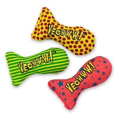 Yeowww! Catnip Fish 3-inch embroidered cat toy stuffed with 100% organically grown catnip in durable cotton twill