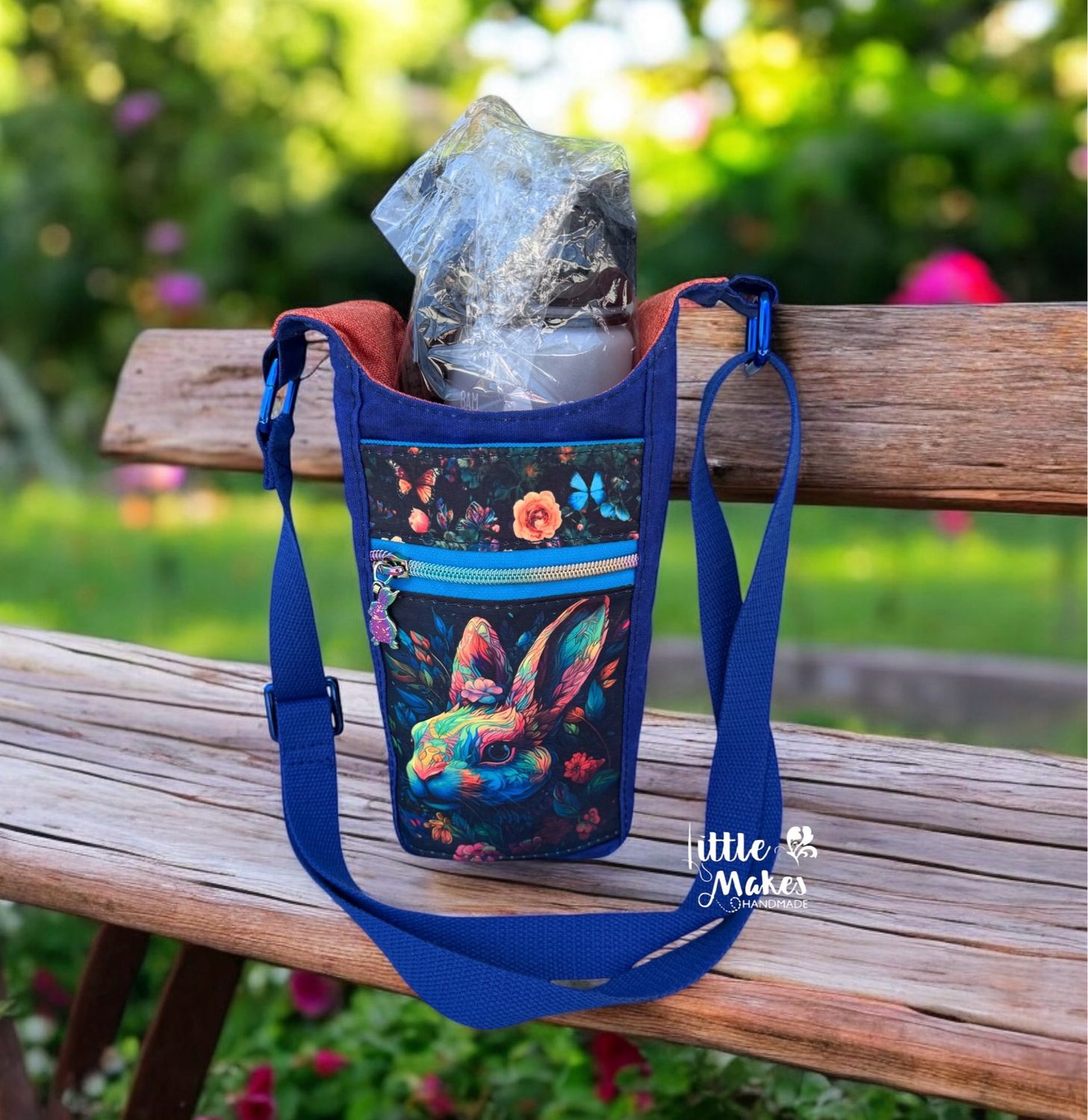 Water bottle Carrier Sling-Rainbow Rabbit.