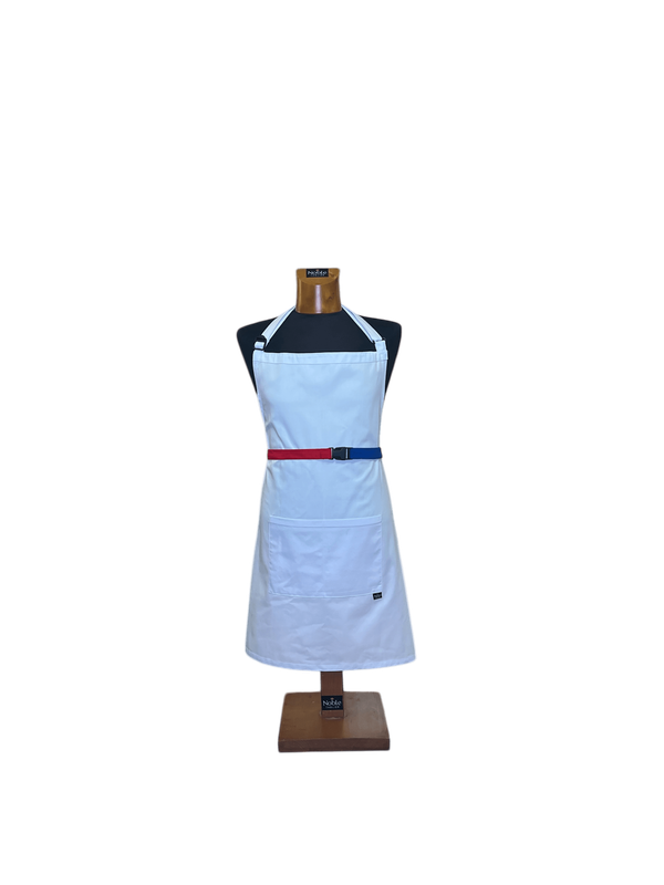 Tablier Boucher Charcutier Blanc Tricolore - Poly-coton Renforcé & Poches